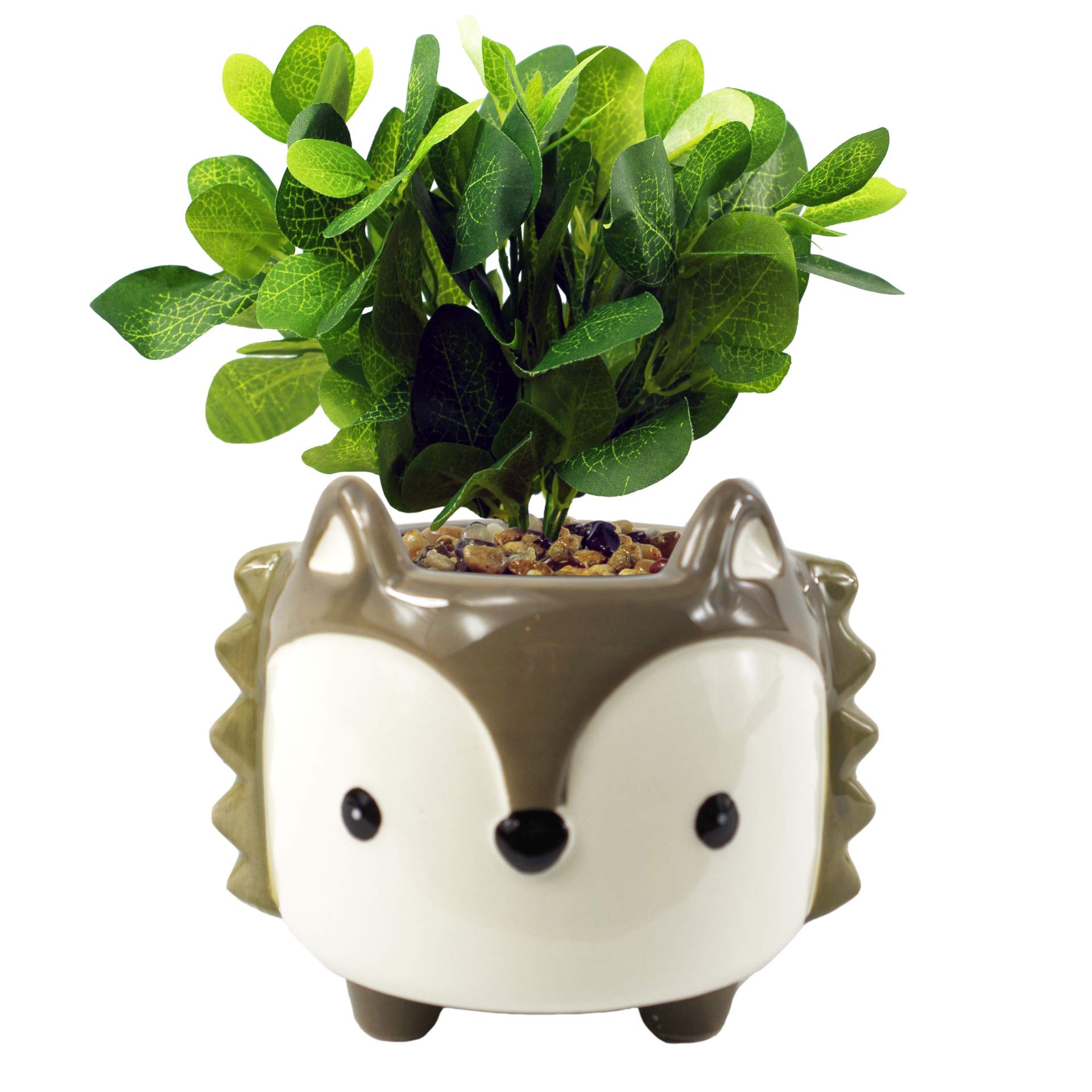 Leaf Ceramic Fox Planter with Optional Plant, Artificial Mosaic, 22cm