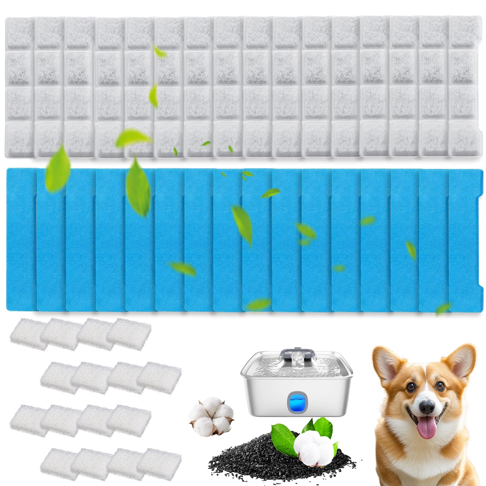 Photo 1 of 32 Pcs Dog Water Filter Compatible with Sibays Dog Water Fountain Filters