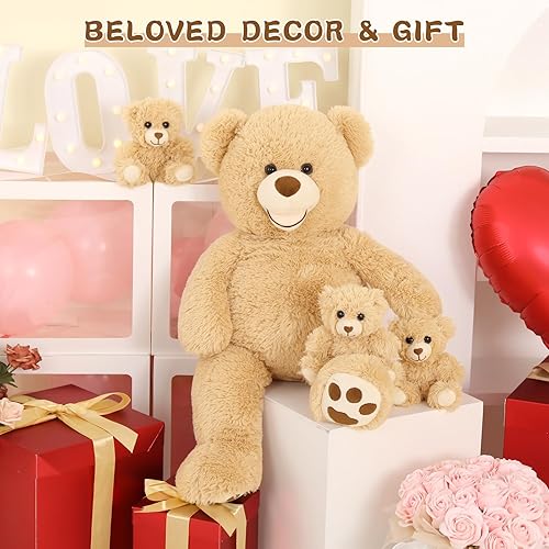 Miniatura 6 de MorisMos Oso de peluche grande de 28 pulgadas para mamá con 3 osos de peluche, 4 paquetes de osos de peluche clásicos marrones a granel para