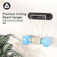 Vista 9 de Soporte para tabla de planchar para montaje en pared, colgador de tabla de planchar con ganchos extraíbles, gancho para tablas de planchar de acero