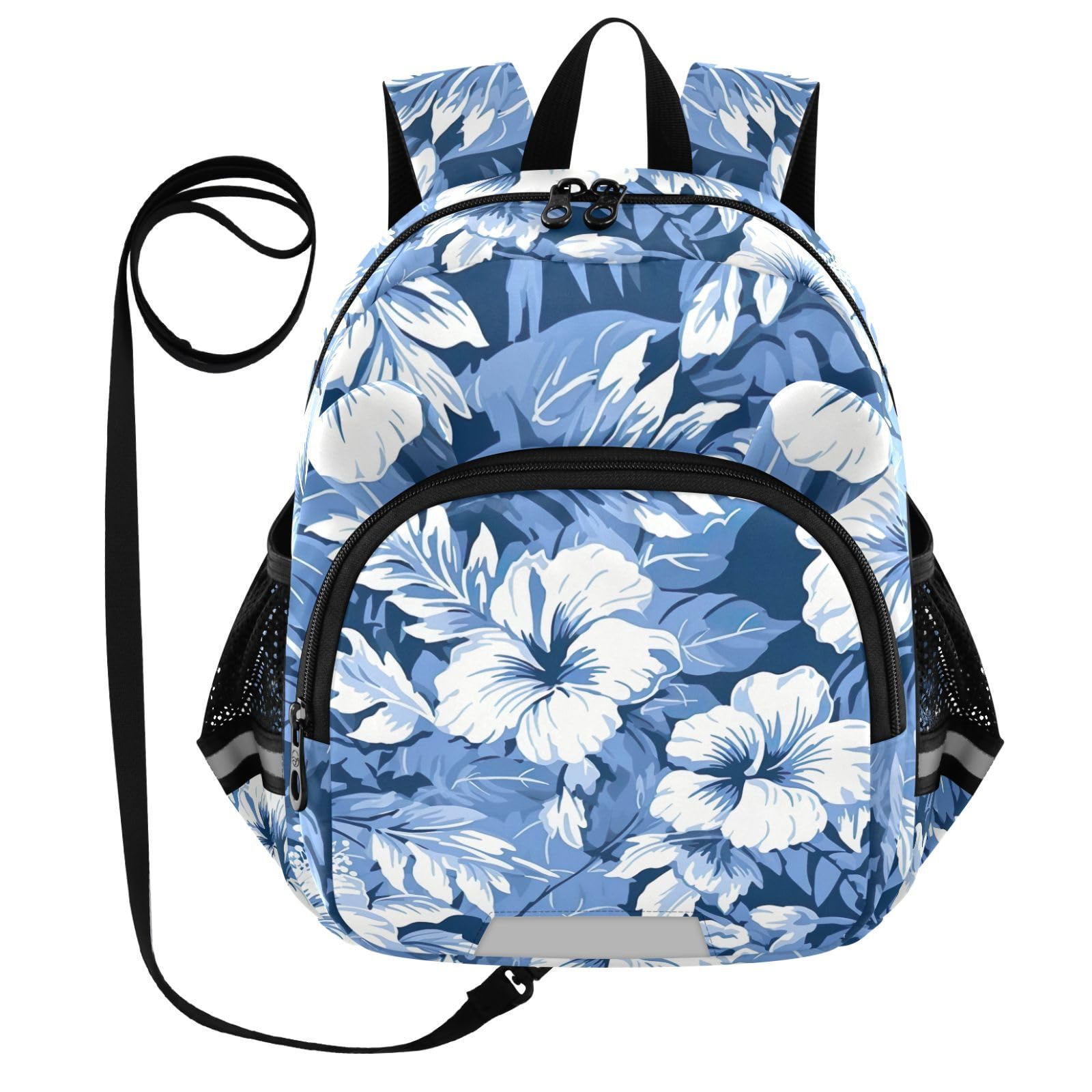Watercolor Flowers Leaves Hibiscus Toddler Harness Backpack for Boys Girls 3-6 Years Kids Backpack with Anti Lost Safety Leash Baby Protection Backpack for Walking Preschool Travel