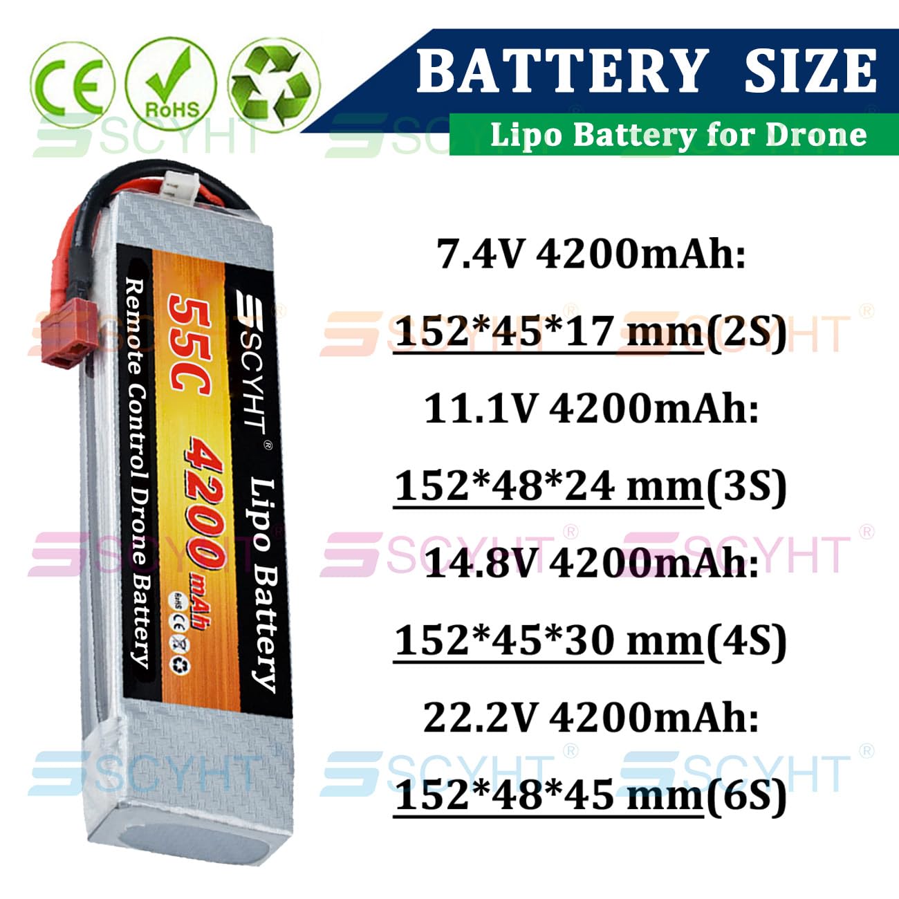 Batteria per droni 7,4 V 11,1 V 14,8 V 22,2 V