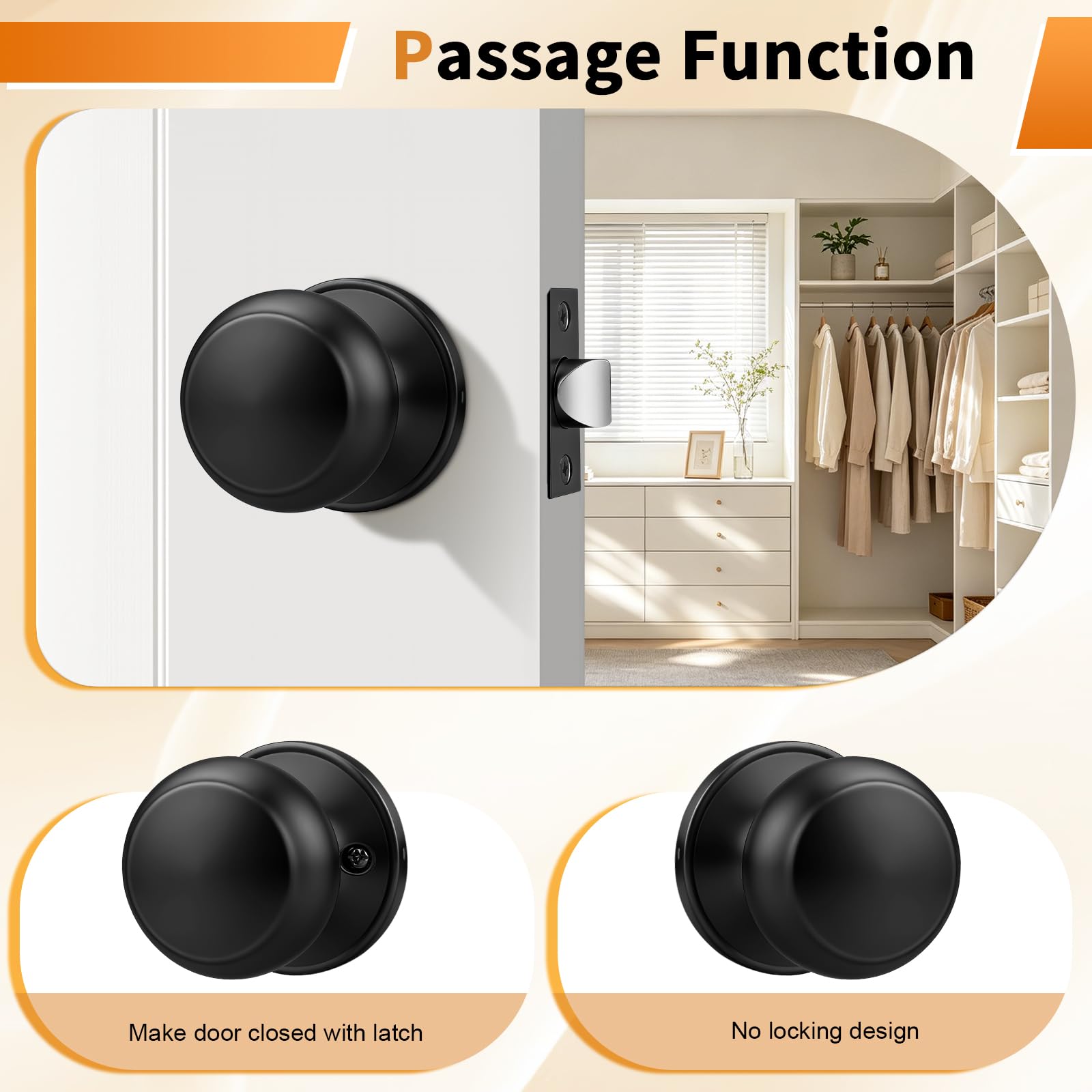Probrico Matte Black Door Knobs - 10 Pack -3