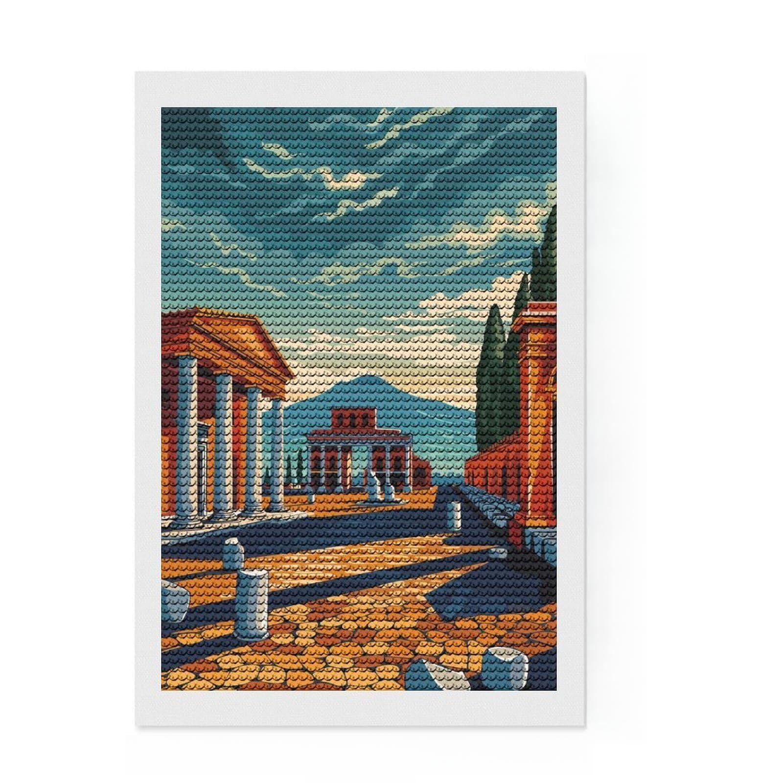 Junmoney Pompeii Diamond Art Kit 8"x12", Stress Relief Craft, Living Room Decor, for Craft Lovers, Festive Craft Gift