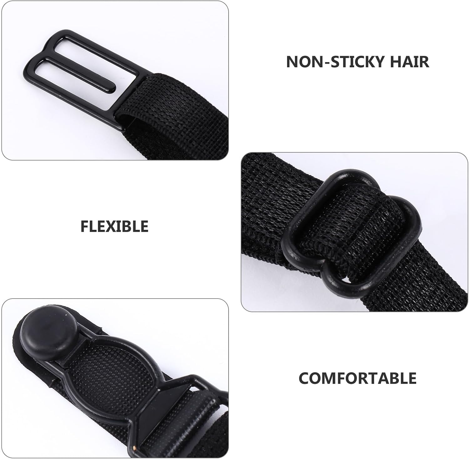 Cabilock 10 Pcs Elastic Extenders with Insert and Buckle Straps, Flexible Ear Strap Adjusters for Comfortable Fit, Black, Suitable for Face Masks and Use