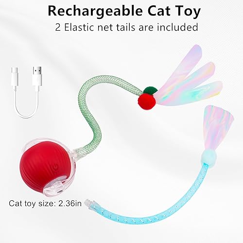 Miniatura 6 de Juguetes interactivos para gatos de interior, juguete para gatos Speedy Tail 2.0, juguetes de pelota móvil inteligente para gatitos gatos adultos
