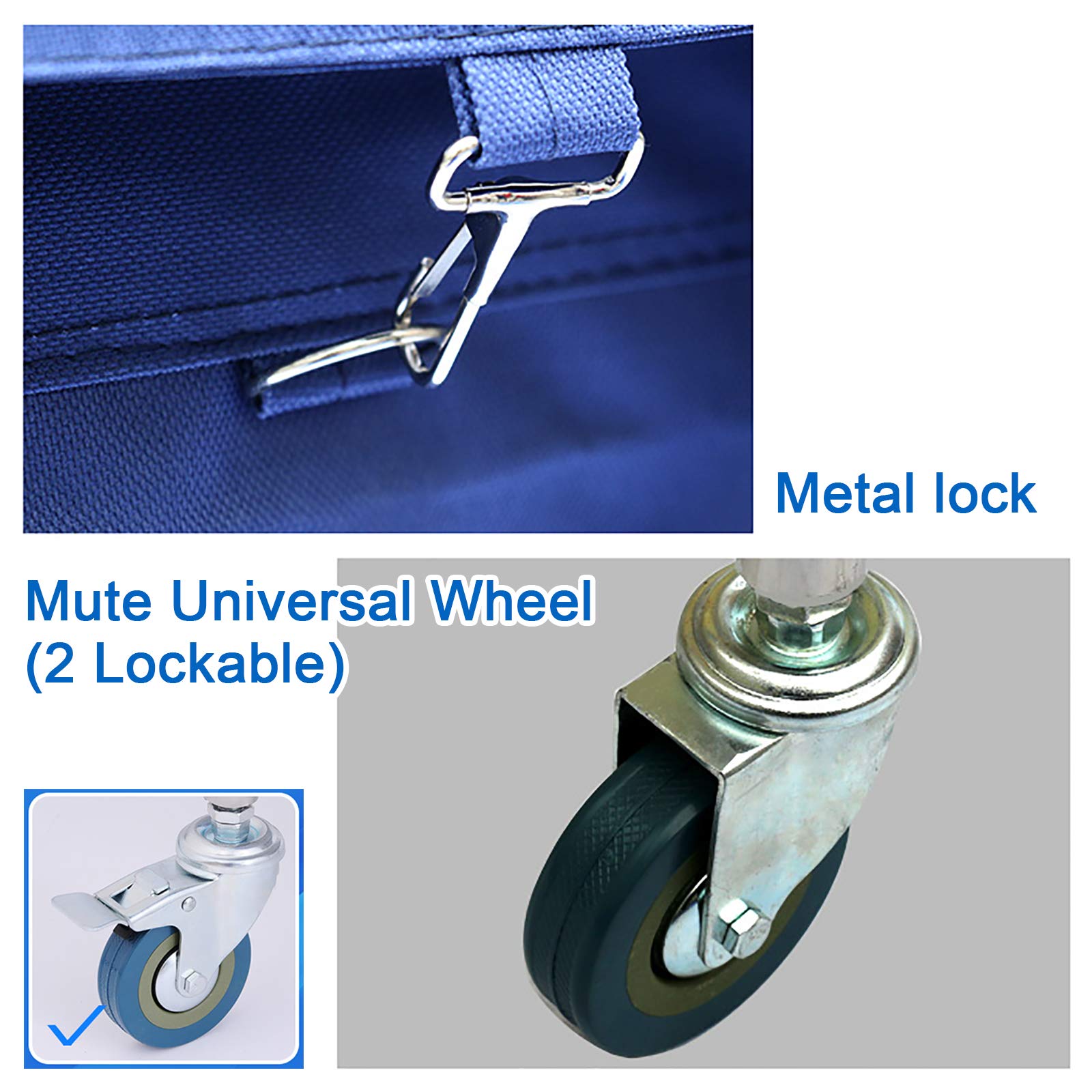 Carrello Portabiancheria per Lavanderia Commerciale, Carrello in Tela per Hotel/Lavanderia con Ruote/Borse Rimovibili/Struttura in Acciaio Inossidabile, per Riporre I Vestiti