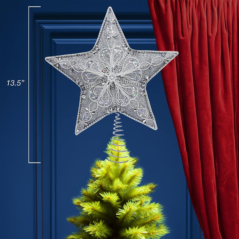 Kurt Adler Arbre en Forme d'étoile Argenté 34,8 cm