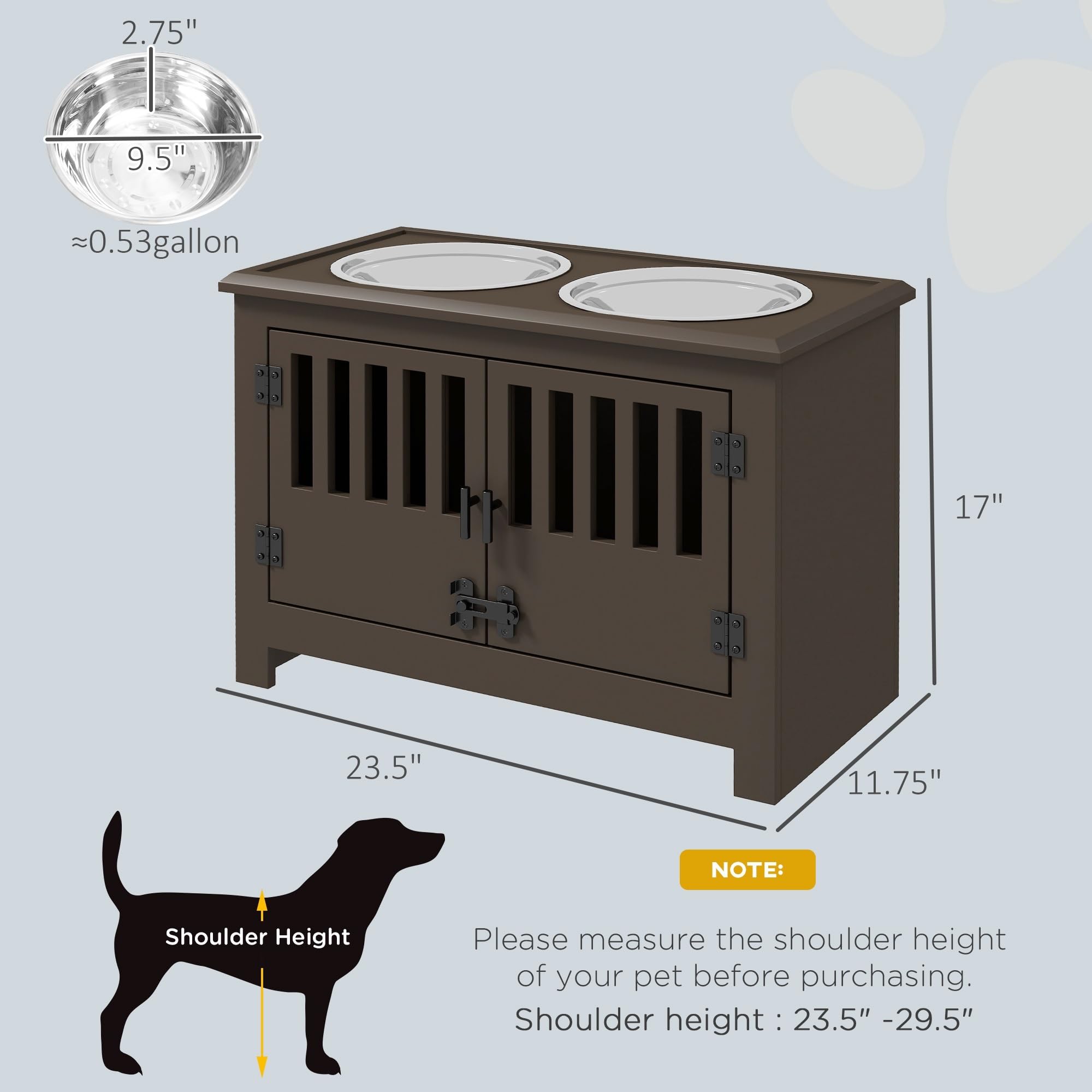 Dog Food Storage Cabinet, Dog Food Cabinet,Large Elevated Dog Bowls with Storage Cabinet Containing Large 37L Capacity, Raised Dog Bowl Stand Pet Food Bowl Dog Feeding Station