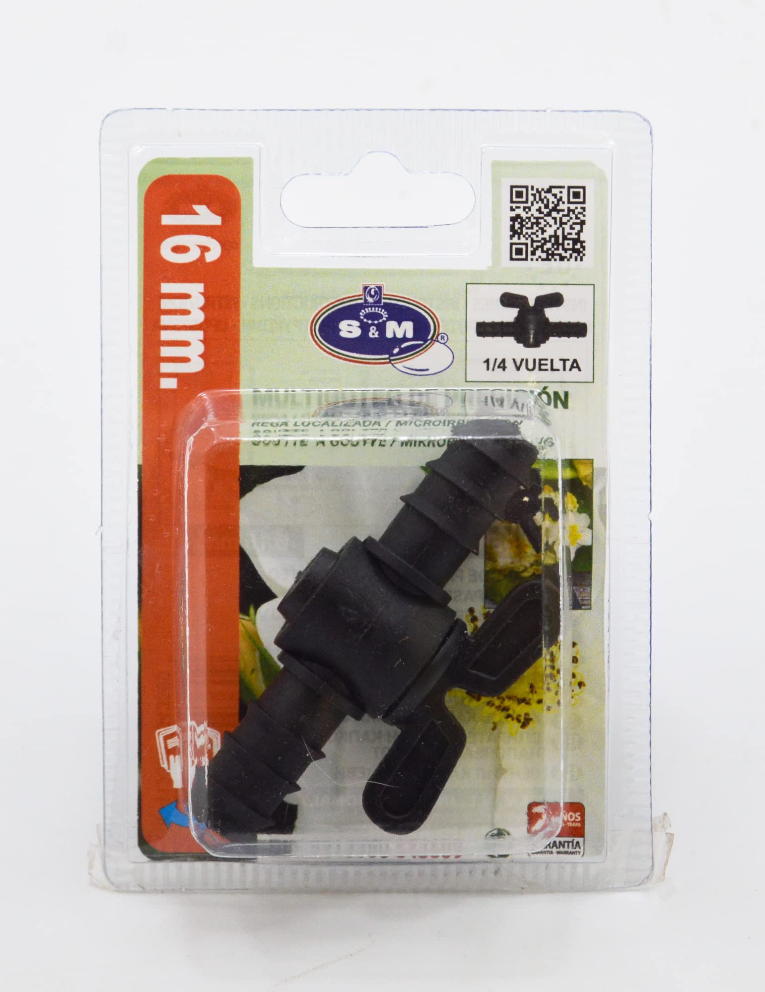 S&M 543609 Llave Goteo 1/4 Vuelta 16 mm, Negro, 3x8.50x12 cm, 543609
