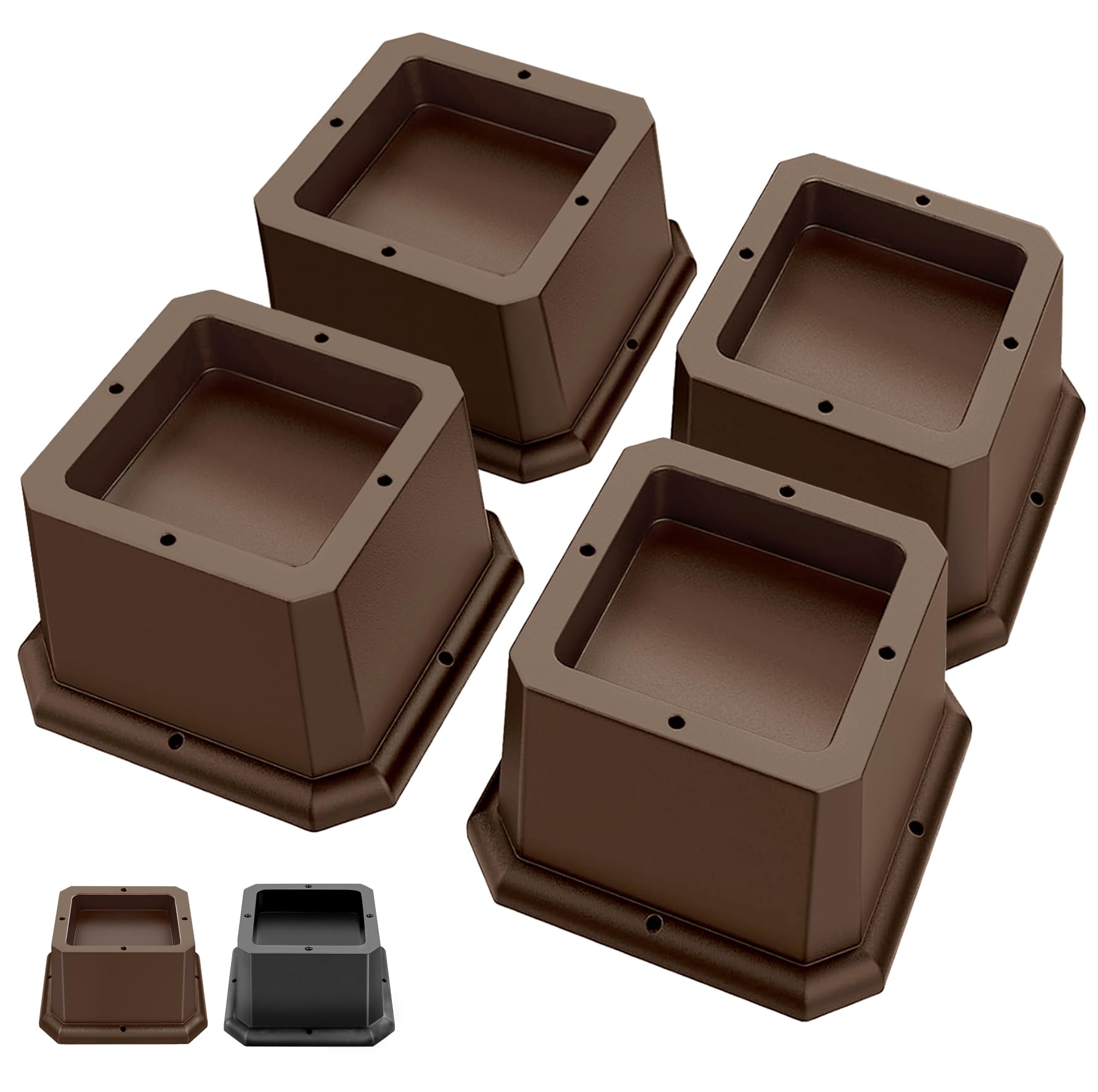 MixDora Bed Risers 2 Inch Furniture Risers Square Chair Risers for Bed Sofa Table Couch 4 Pack Dark Brown