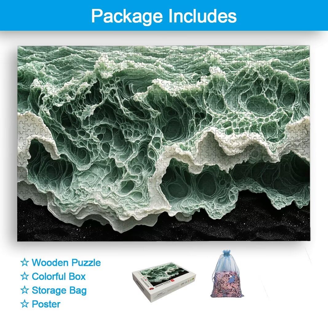 Puzzle 2000 Piezas, Puzzle Ondas de Madera para Adultos, Regalos -2588