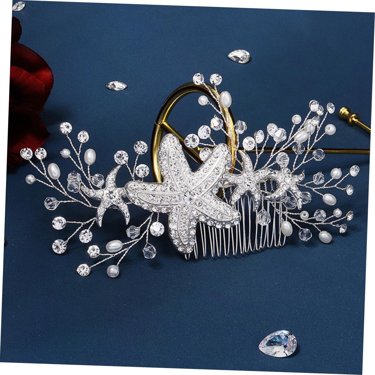 DOITOOL 3 Pz Pettine laterale di stelle marine tiara pettine per da sposa pettini per per matrimonio coreano accessori per parrucca copricapo damigella d'onore lega