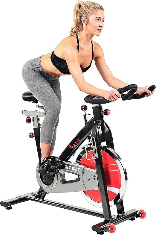Sunny Health & Fitness Indoor Cycling Exercise Bike with Heavy 49 LB Chrome Flywheel - SF-B1002