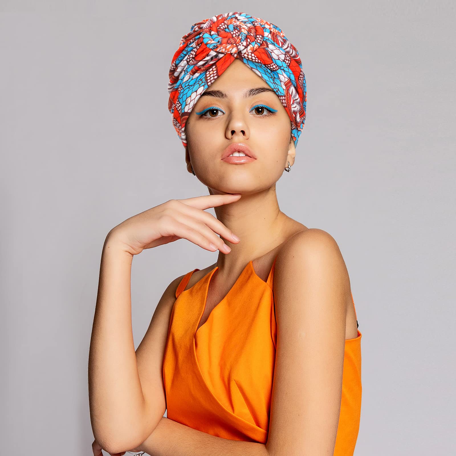 6 pezzi africano headwrap turbante per donne nere pre legato nodo cofano cappello berretto berretto testa sciarpa copricapo cappello