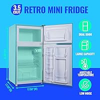 Vista 2 de Small Refrigerator with Freezer Double Door Mini Fridge Adjustable Glass Shelves, Detachable Handle,7 Level Temperature Control Fridge for Dorm