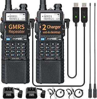 BAOFENG GMRS Radio UV-5R Radio 3800mAh Extended Battery USB Rechargeable Two Way Radio,GMRS Repeater Capable with NOAA Weather Alerts & Scan,with AR-771 GMRS Antenna USB Charging,2Pack
