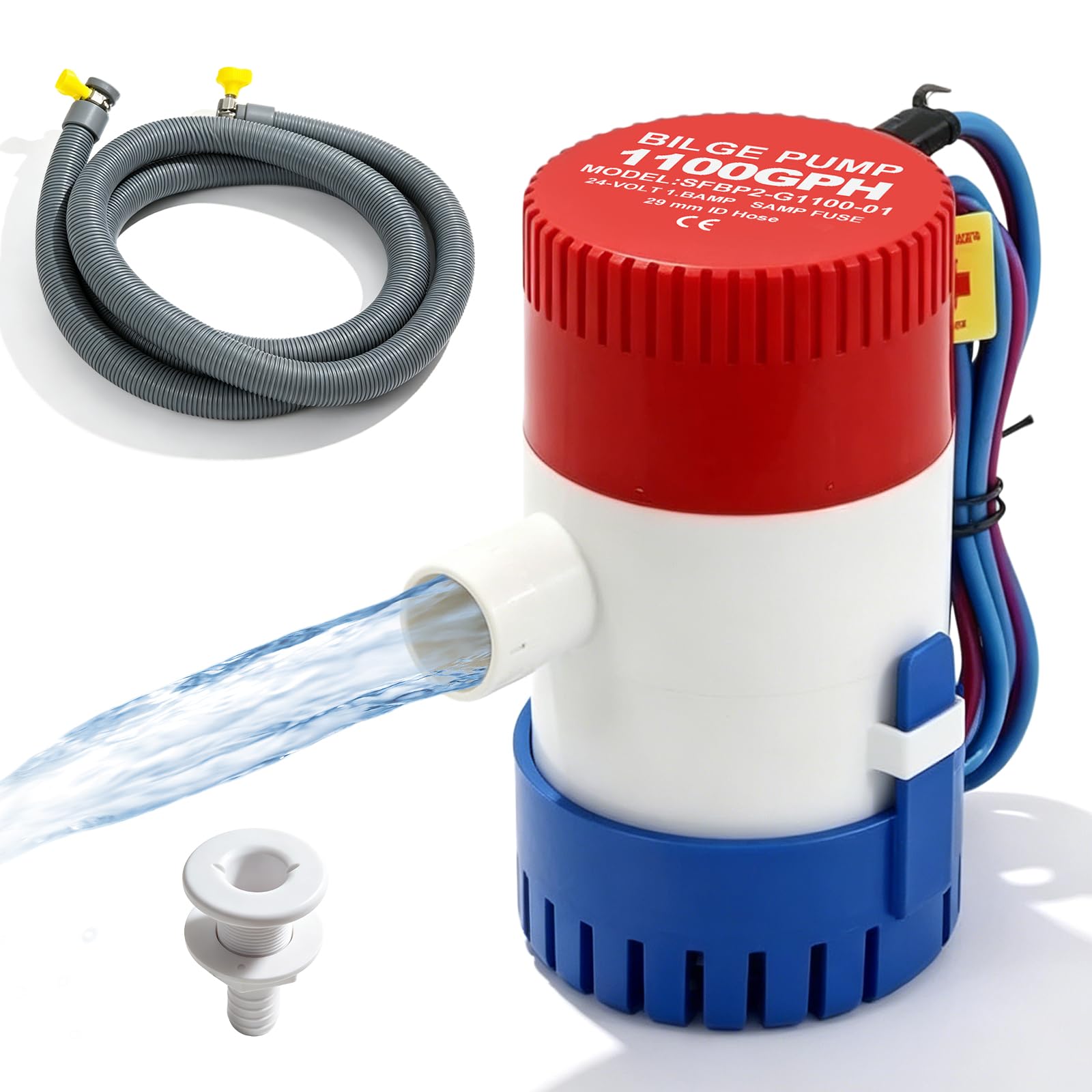 BilgenpumpeS 12V,Geräuscharme BilgenpumpeS Mit Schlauchset,Non-Automatic Bilgenpumpe,Bilgenpumpe Für Marineboote Für Boote Und Yachten,Pools,Wohnmobil,1100 GPH,Klein,Wartungsfreundlich