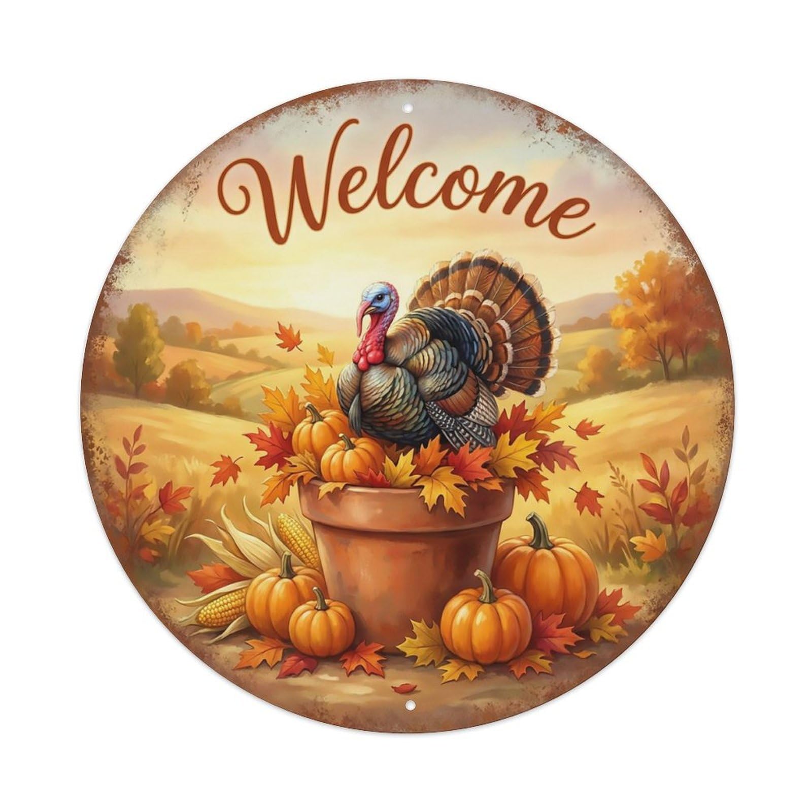 Welcome Turkey Autumn Harvest Metal Tin Sign