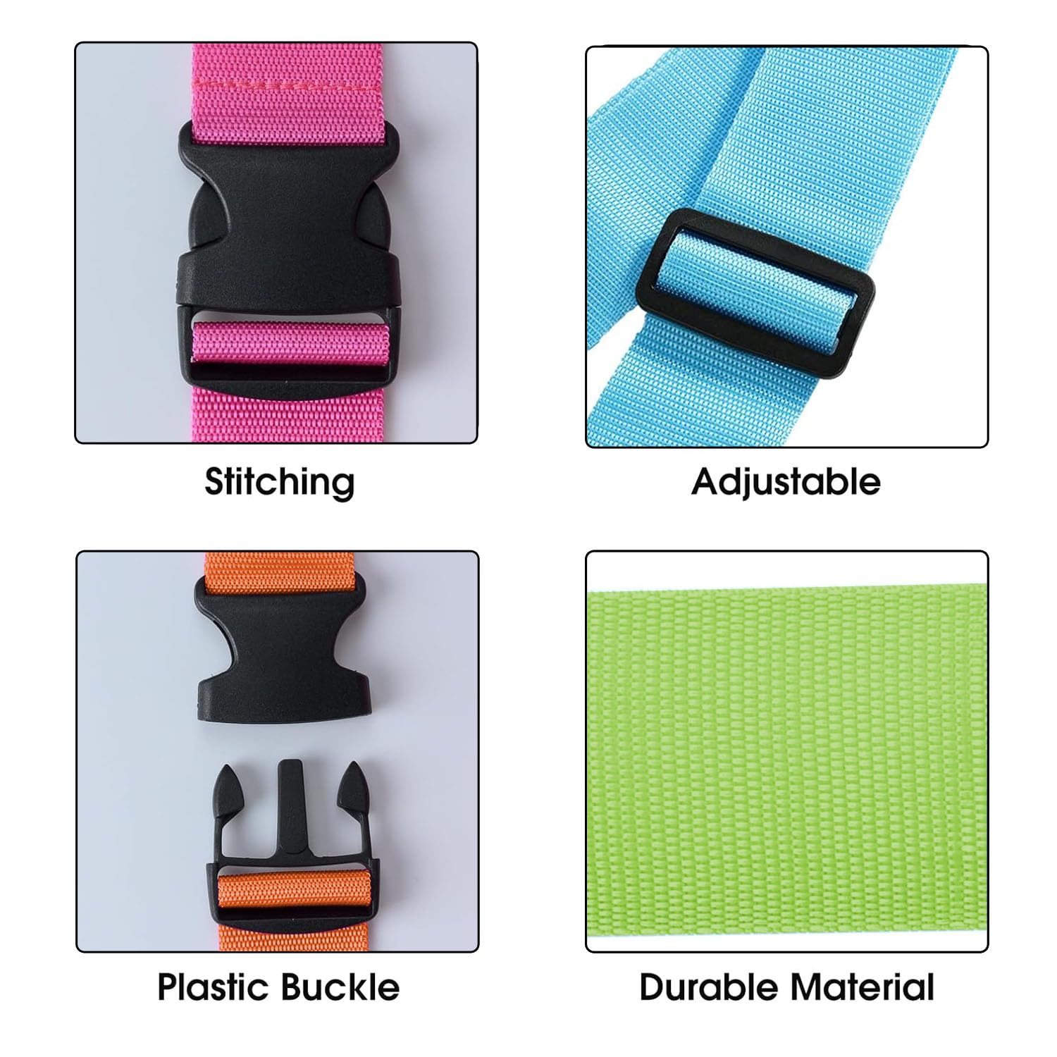 4 Cinghie Per Bagagli Regolabili In Nylon – Viola – Adatte A Valigie Da 50 A 80 Cm - 2