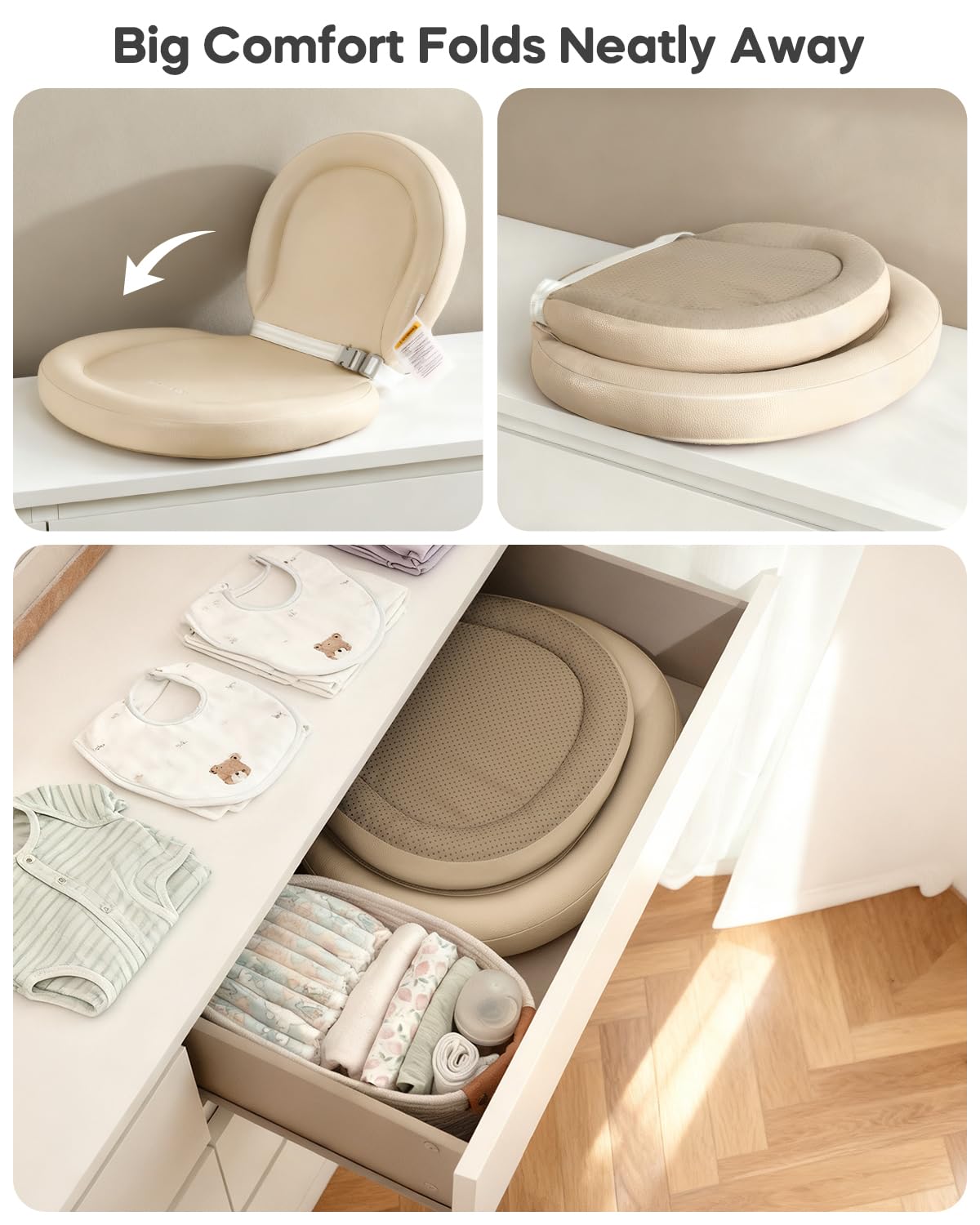 Mamatepe Cambiador de pañales de bebé, suave, plegable, de cuero, impermeable y antideslizante, lavable, 76 x 48 cm, color amarillo