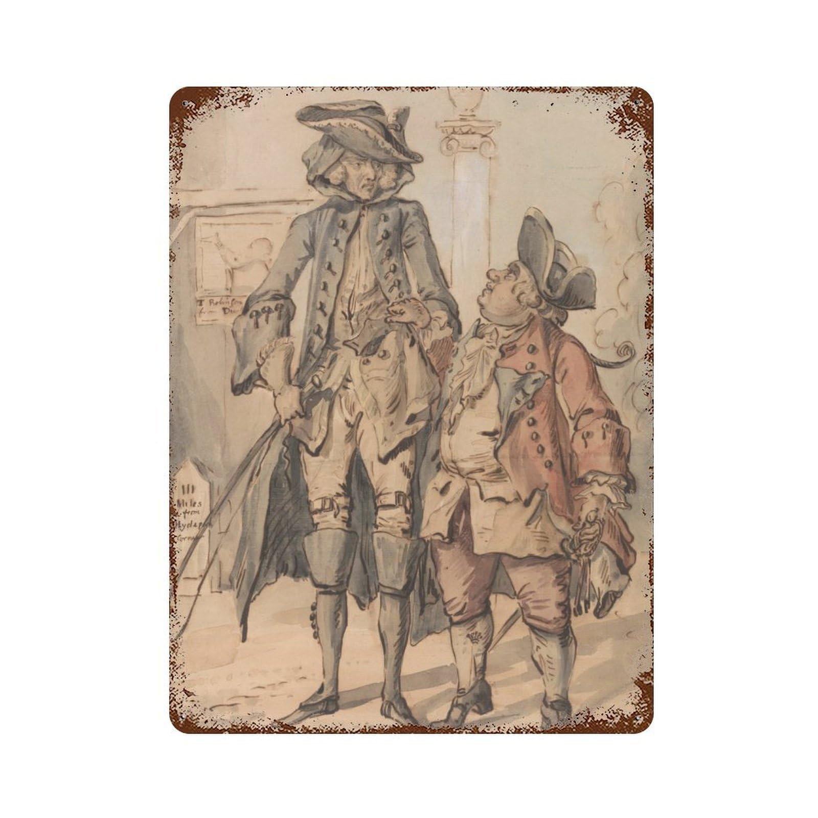 Two Gentlemen in 18th Century Attire Rust Effect Tin Sign 15.7"x11.8", Novelty Wall Decor for Garage, Pub Or Kitchen