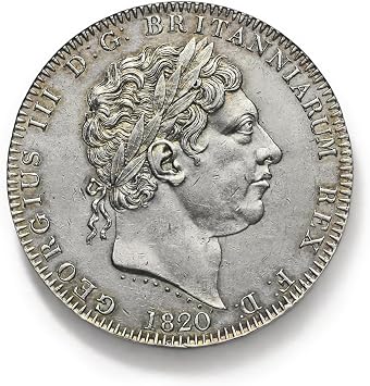 Old British Coins, 1820 George III Silver Crown, UK Antique Coin Set, UK Old Coins for Collectors, Great Britain Ancient Coin Collection, European Historical Souvenirs