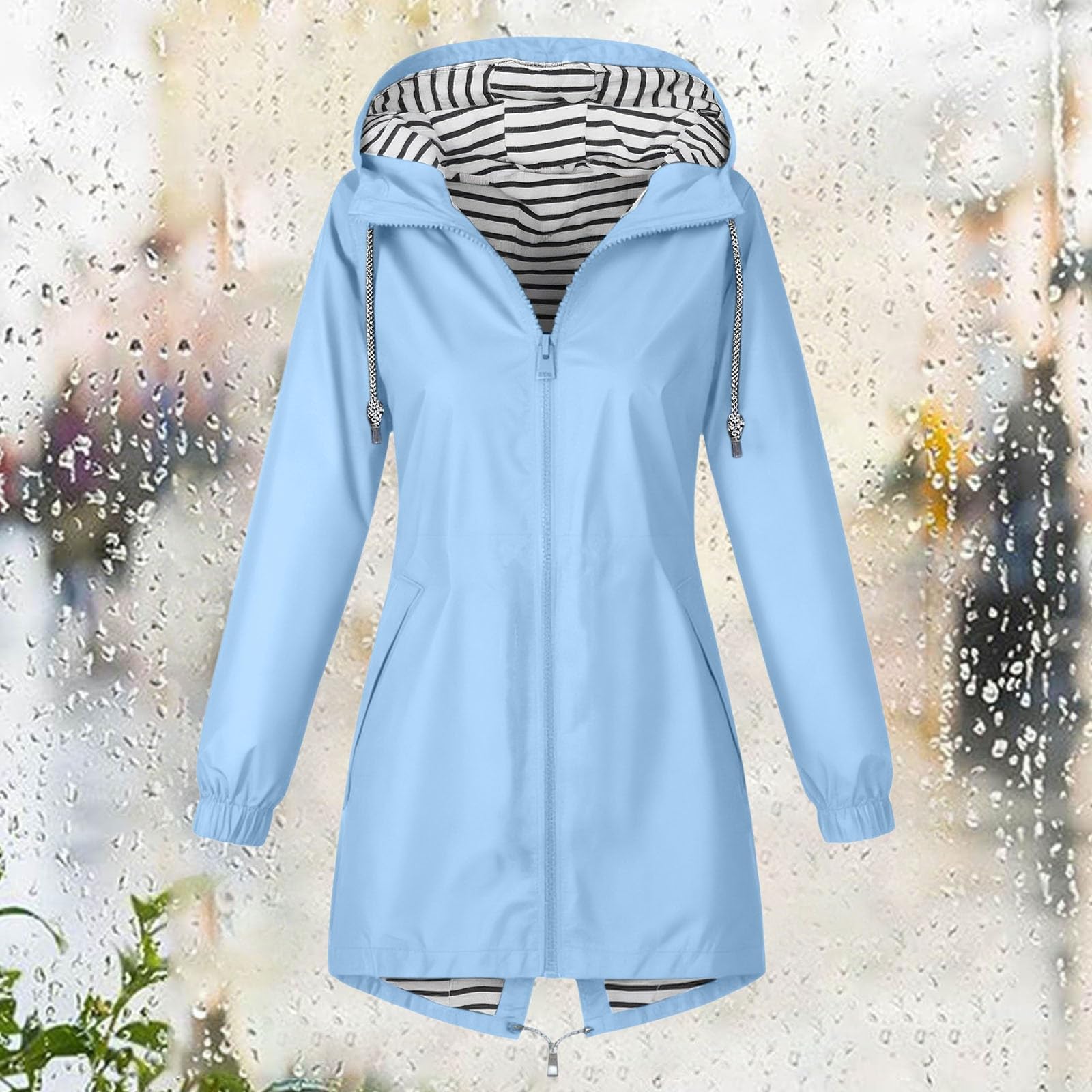 Genérico Chaqueta cortavientos ligera senderismo capucha bolsillos aventuras libre mujer anorak impermeable transpirable primavera otoño invierno