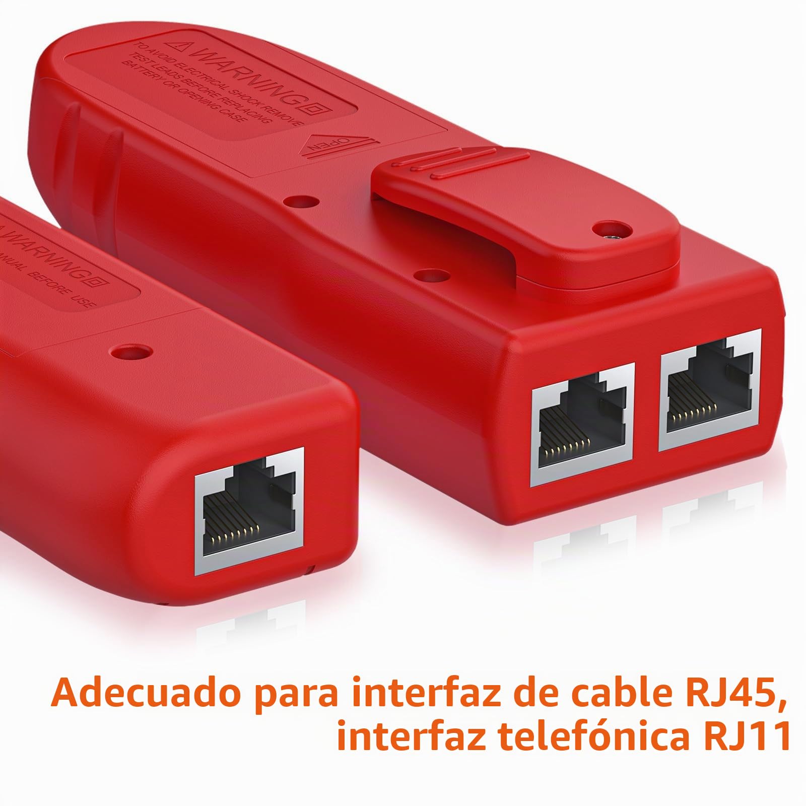 Proster Comprobador de Cables RJ45 RJ11 con Pelacables Tester de Cables de Red con Auriculares Rastreador de Cables para Cables LAN Ethernet RJ45 RJ11 Líneas Telefónicas-Rojo