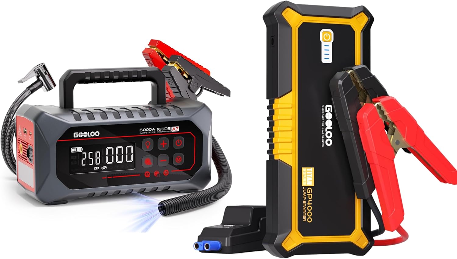 GOOLOO GP4000 Jump Starter & GOOLOO A7 Jump Starter with Air Compressor