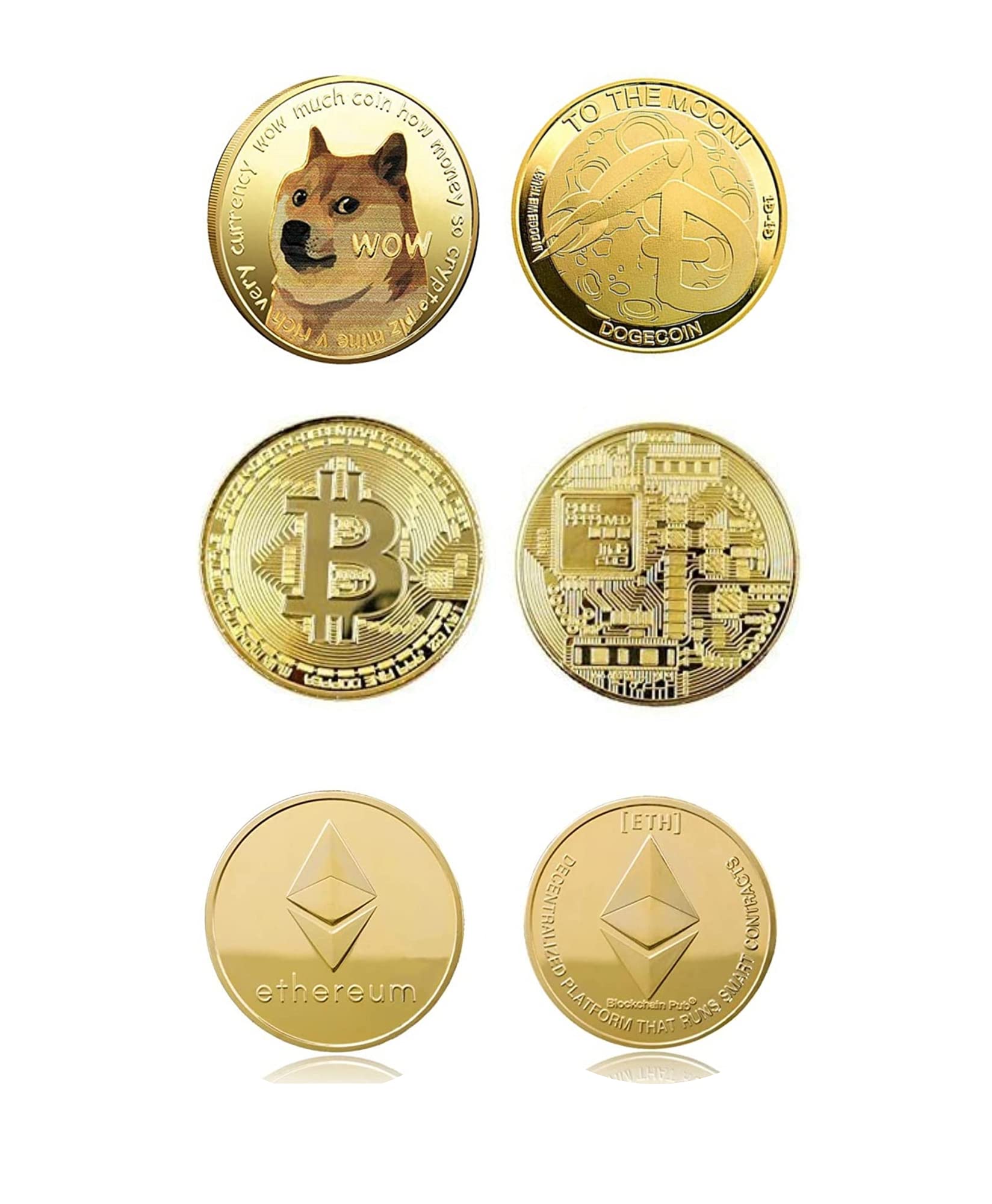 Amazon | Bitcoin Ethcoin Dogecoin 3枚入り ビットコイン イーサリアム 仮想通貨 記念貨幣 通販