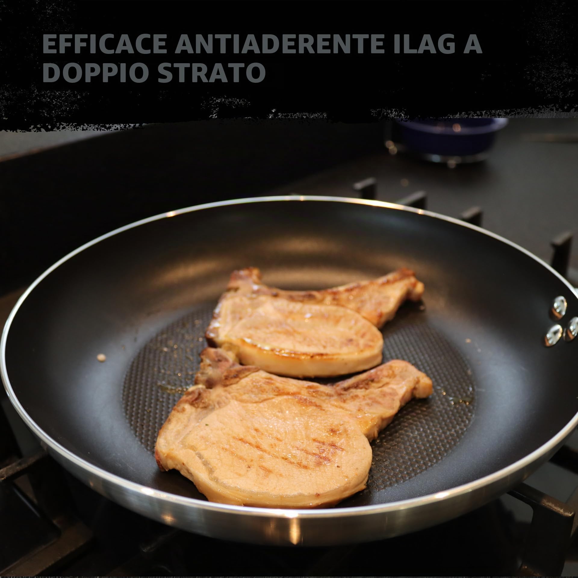 FMProfessional Set di 3 padelle professionali 20/24/24 cm profonda, in alluminio leggero e resistente, adatte per induzione e tutti i tipi di cucine, antiaderente doppio strato, struttura a nido d'ape