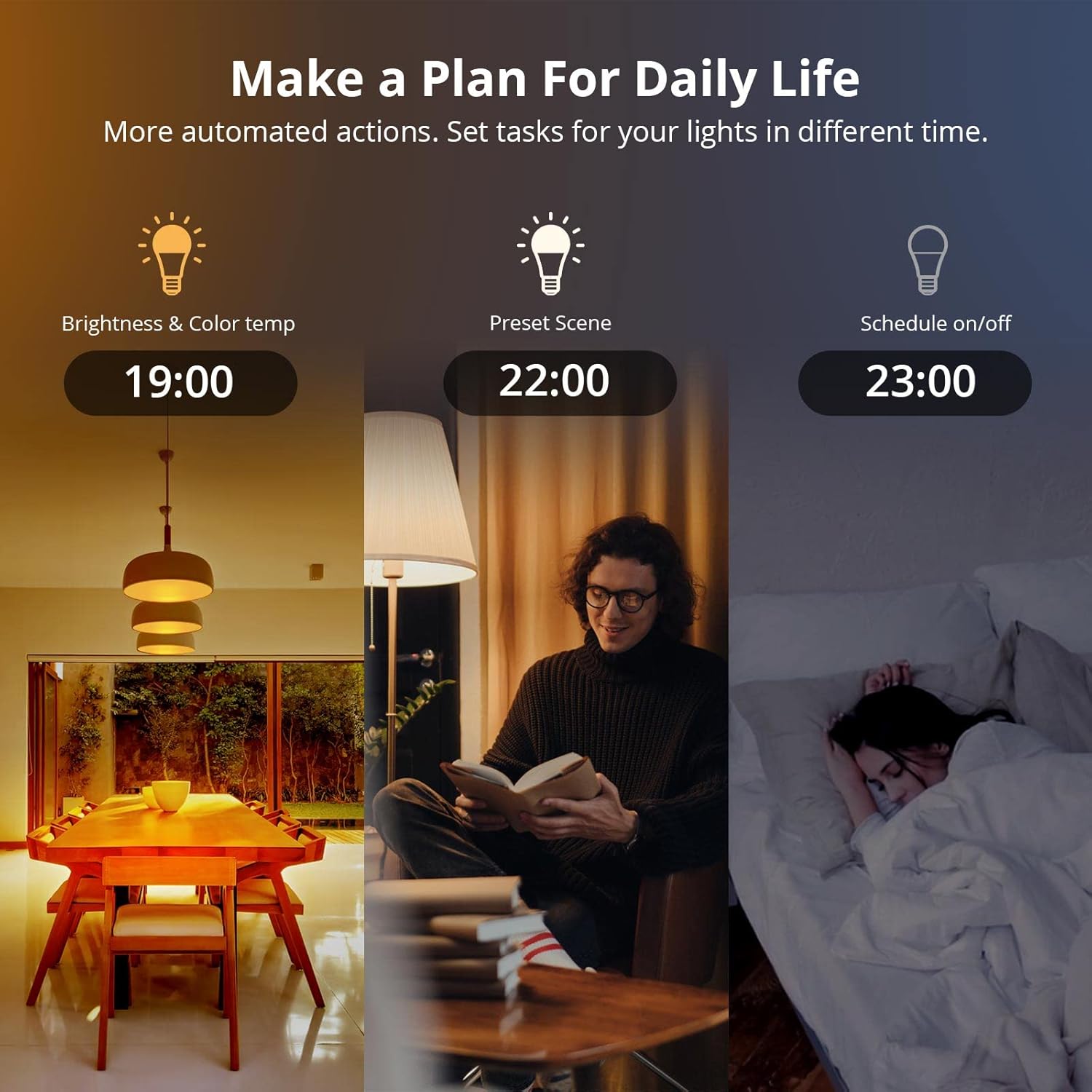 People enjoying a party with smart lights changing colors to music