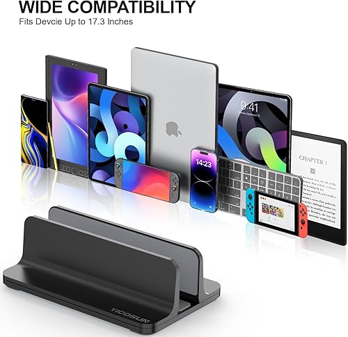 Miniatura 7 de Soporte vertical para computadora portátil para escritorio: soporte de escritorio de aluminio con base ajustable - Se adapta a todos los Negro