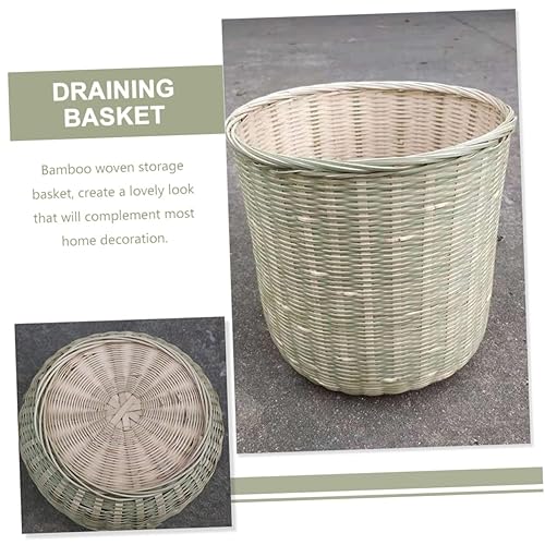 Miniatura 8 de Tofficu Cesta de mimbre Cesta de almacenamiento de bambú Cestas de basura de hierba marina, cestas de almacenamiento tejidas de bambú, cesta redonda