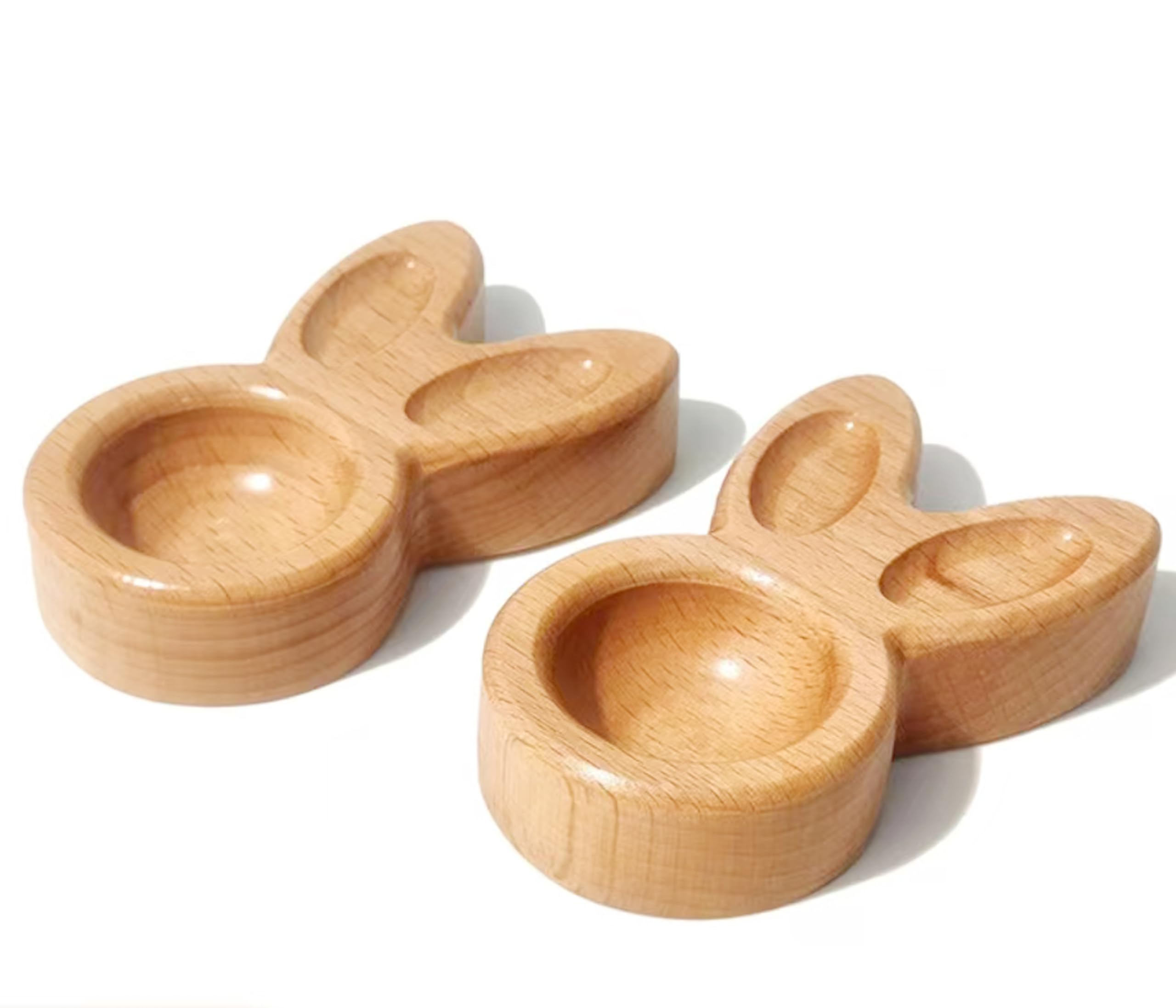 Wooden Eggs Cup Egg Holder Rabbit Eggs Cup Easter Bunny Egg Stand Decoration Easter Egg Cup Creative Easter Gift Set of 2