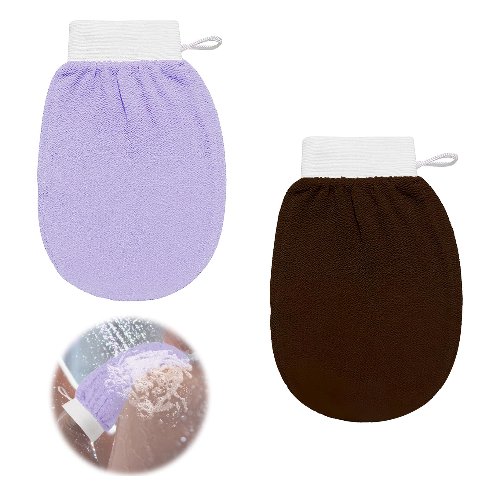 Guante Exfoliante Corporal, Tritmi 2 Piezas Manoplas Exfoliantes, Guante Exfoliante Kessa, Guante Exfoliante para Baño para Exfoliante Corporal, Exfoliante Ducha en Belleza para Limpiar
