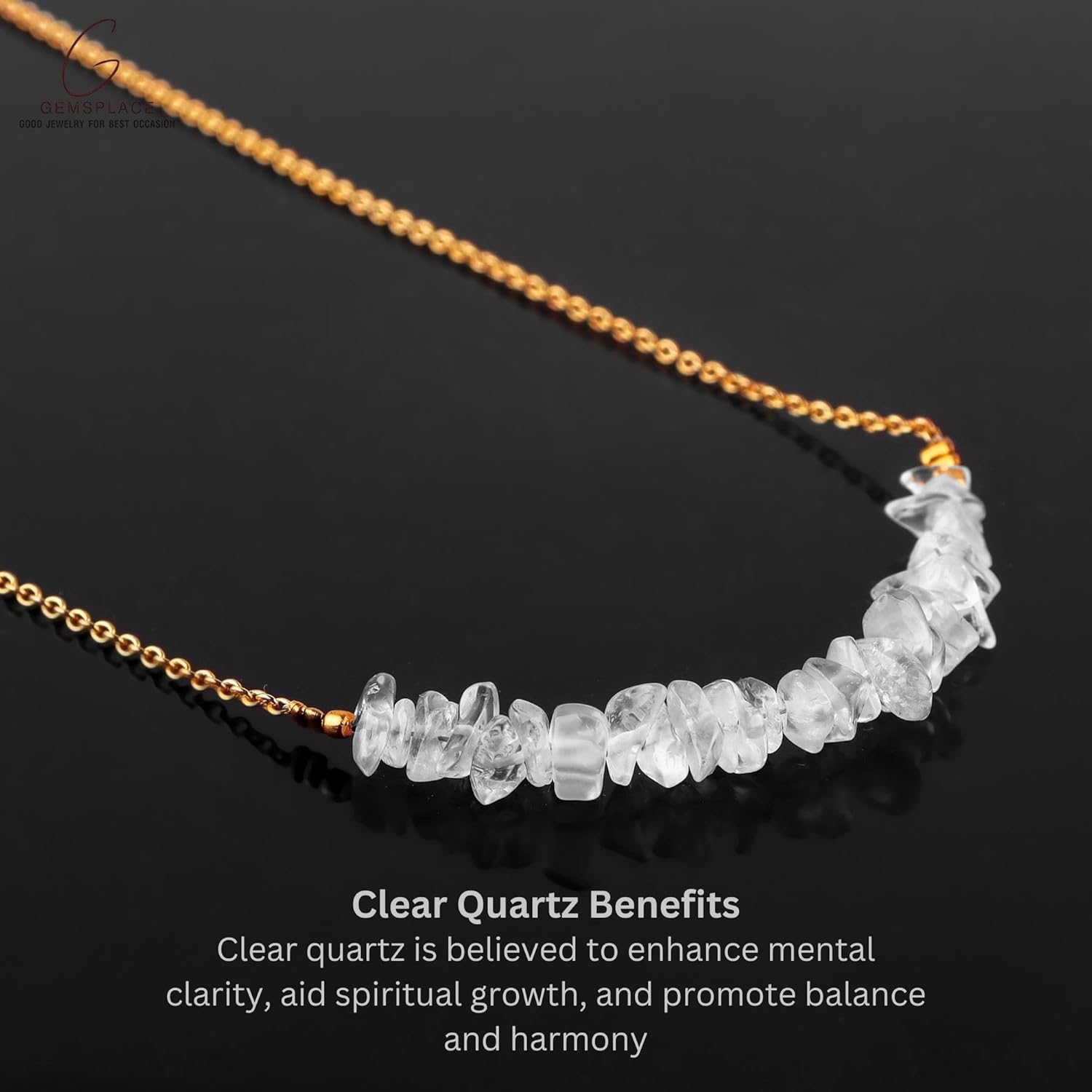Natural Clear Quartz Chips Bar Necklace Birthday, Gift for Her, Gemstone Jewelry 18 inch AA Quality Chips beads size is 3-3.5 mm (Clear Quartz) - Image 5