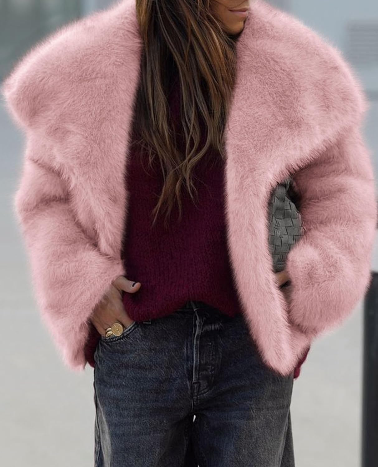 PRETTYGARDEN Womens Winter Coats 2026 Trendy Long Sleeve Furry Faux Fur Jackets Button Lapel Warm Fall Outwear with Pockets - Image 2