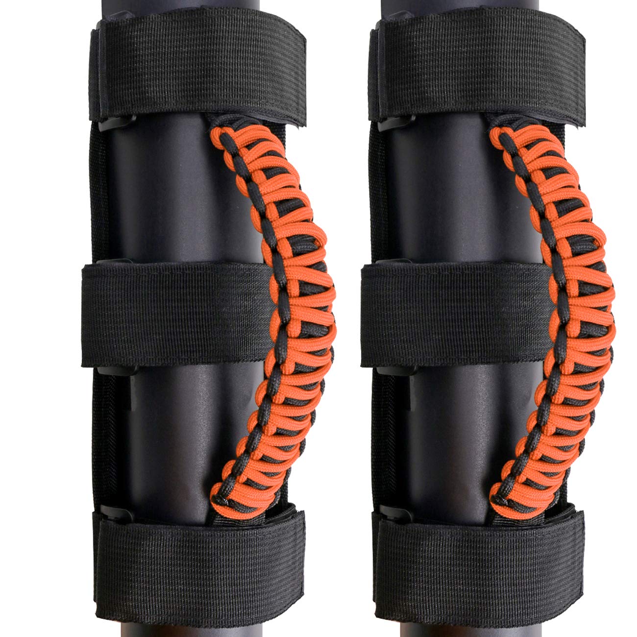 Jade Onlines Grab Handles for Jeep Wrangler,Roll Bar Grab Handles for Jeep Wrangler YJ TJ JK JKU JL JLU Sahara Rubicon X Sports Freedom & Unlimited 1987-2020, Paracord Material, Black/Orange