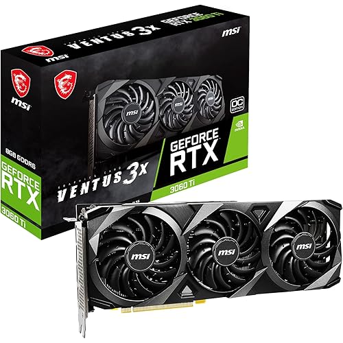 MSI GeForce RTX 3060 Ti Ventus 3X 8G OC LHR Gaming Graphics Card - 8GB GDDR6, 1695MHz, PCI Express Gen 4, 256-bit, 3X DP v 1.4a, HDMI 2.1 (Supports 4K)