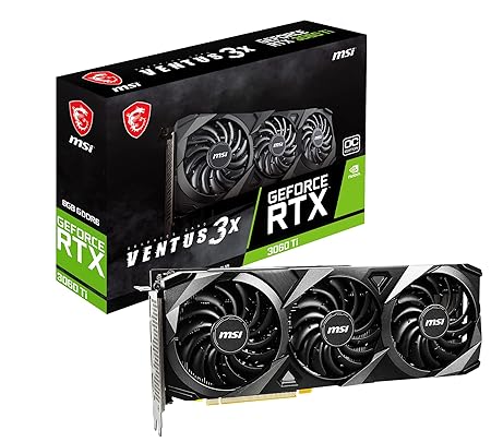 MSI GeForce pci_e RTX 3060 Ti Ventus 3X 8G OC LHR Gaming Graphics Card - 8GB GDDR6, 1695MHz, PCI Express Gen 4, 256-bit, 3X DP v 1.4a, HDMI 2.1 (Supports 4K)