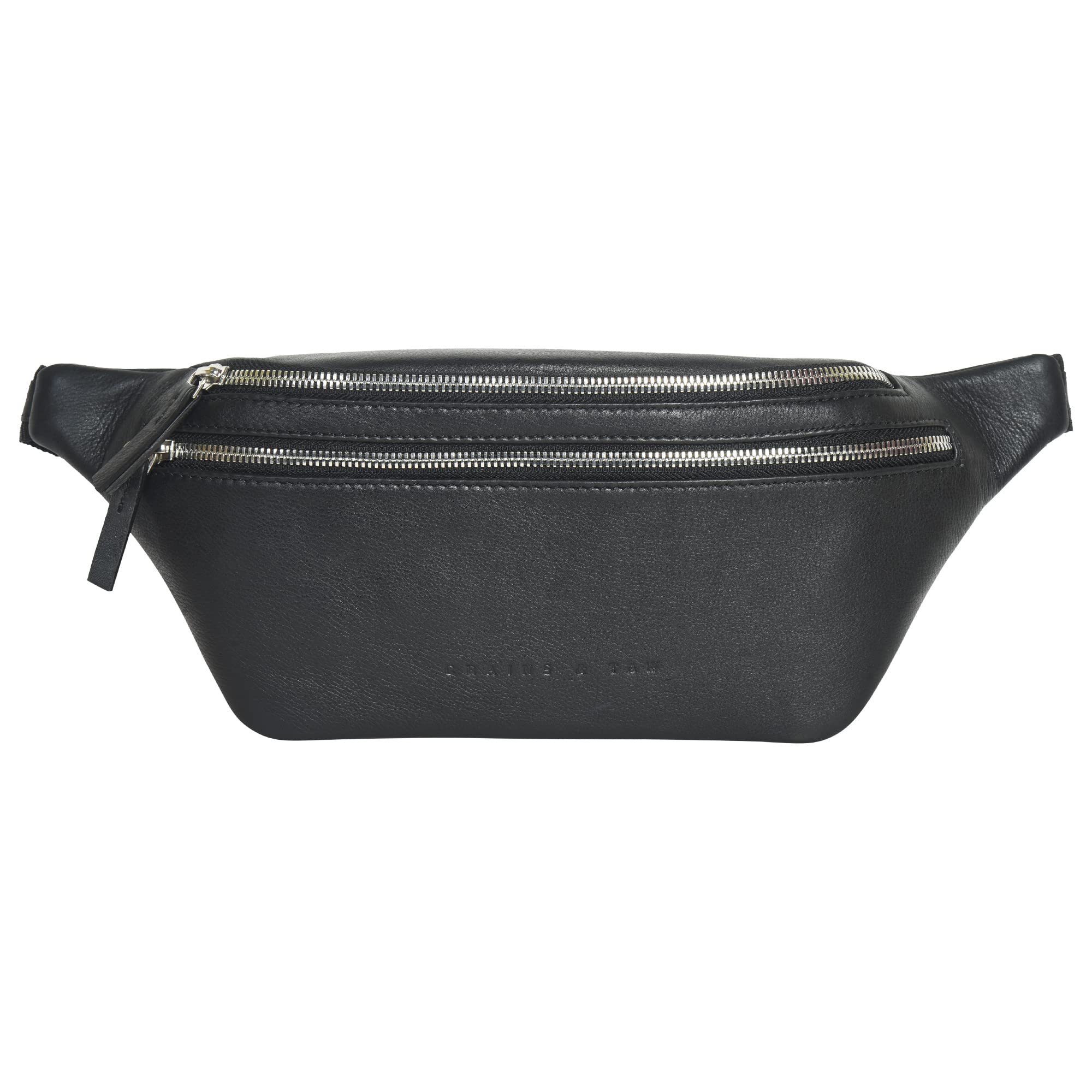 � Medium Genuine Leather Unisex Waist Pack Fanny Pack Waist Bag Hip Bag Travel Pouch with Multiple Pockets and Metal Zippers Ideal for Trekking and Casual Outing (Solid Black)-image-35