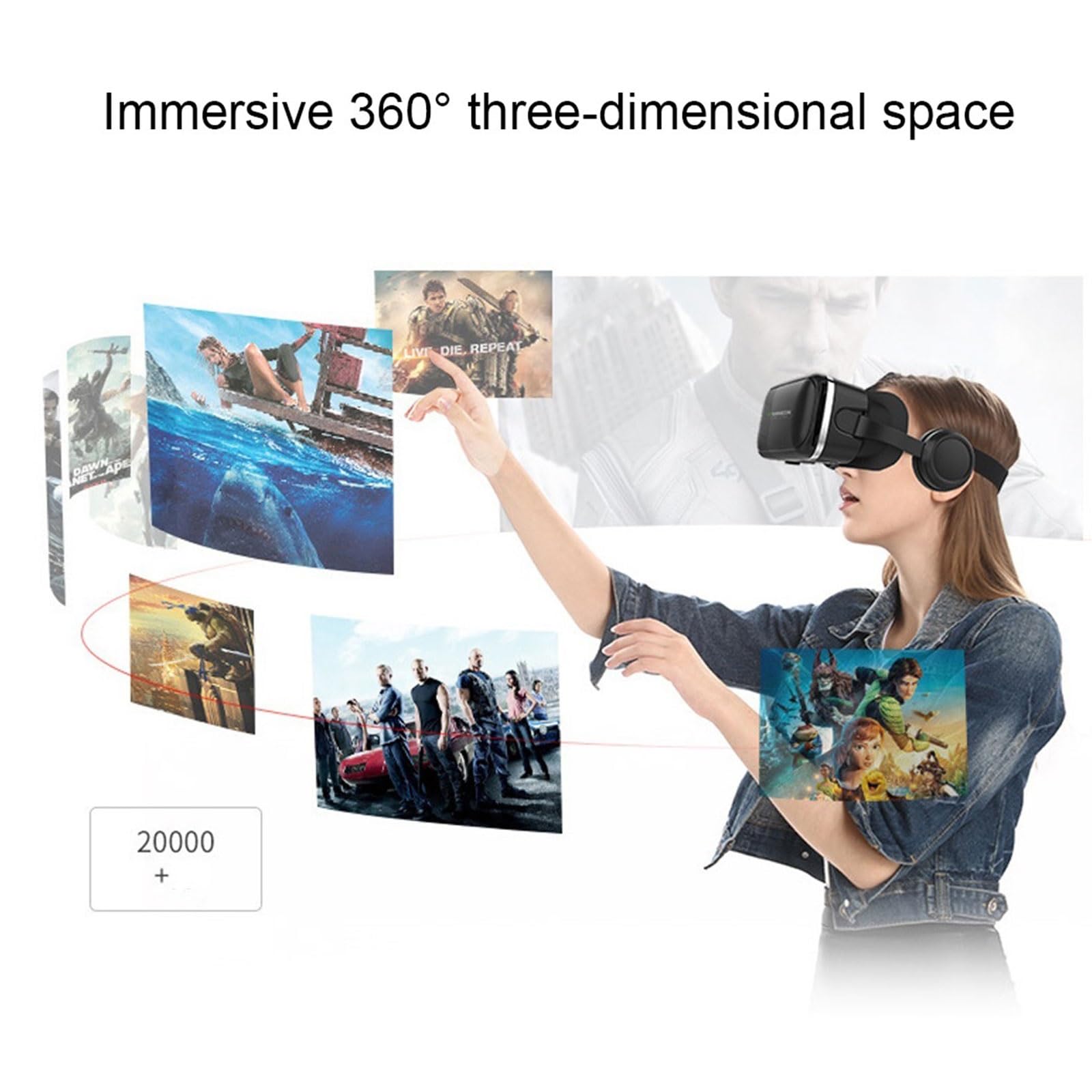 Gafas VR, Gafas de Virtual Reality 3D, VR Gafas con Controlador Bluetooth, Compatibles con Dispositivos Android y iPhone 4,7-7,2 Pulgadas, para niños y Adultos(F)