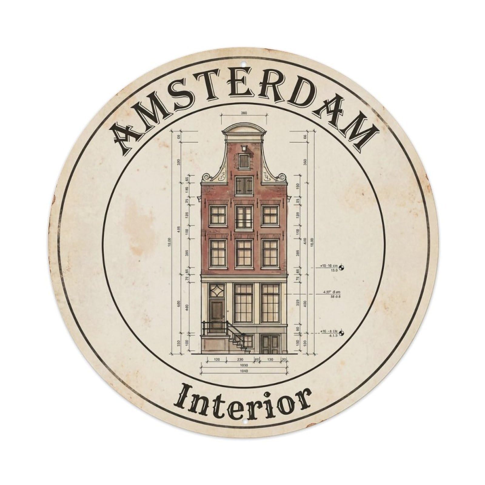 Vintage Travel Amsterdam Netherlands Exterior Metal Tin Sign