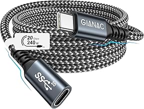 Câble de Rallonge USB de Type C [2M] Rallonge USB C 5K 60Hz Data 20Gbps Charge Rapide 240W Câble Extension Compatible iPhone 16 15 Plus Pro Max MacBook Pro Galaxy S24 Plus Ultra S23 S22