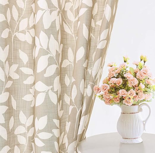 Treatmentex Leaf Semi Sheer Curtains for Living Room 84