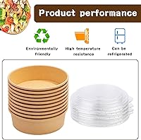 Vista 3 de Paquete de 50 cuencos de papel kraft de 17 onzas con tapas, cuencos desechables para sopa caliente, cuencos de papel con tapas, contenedor