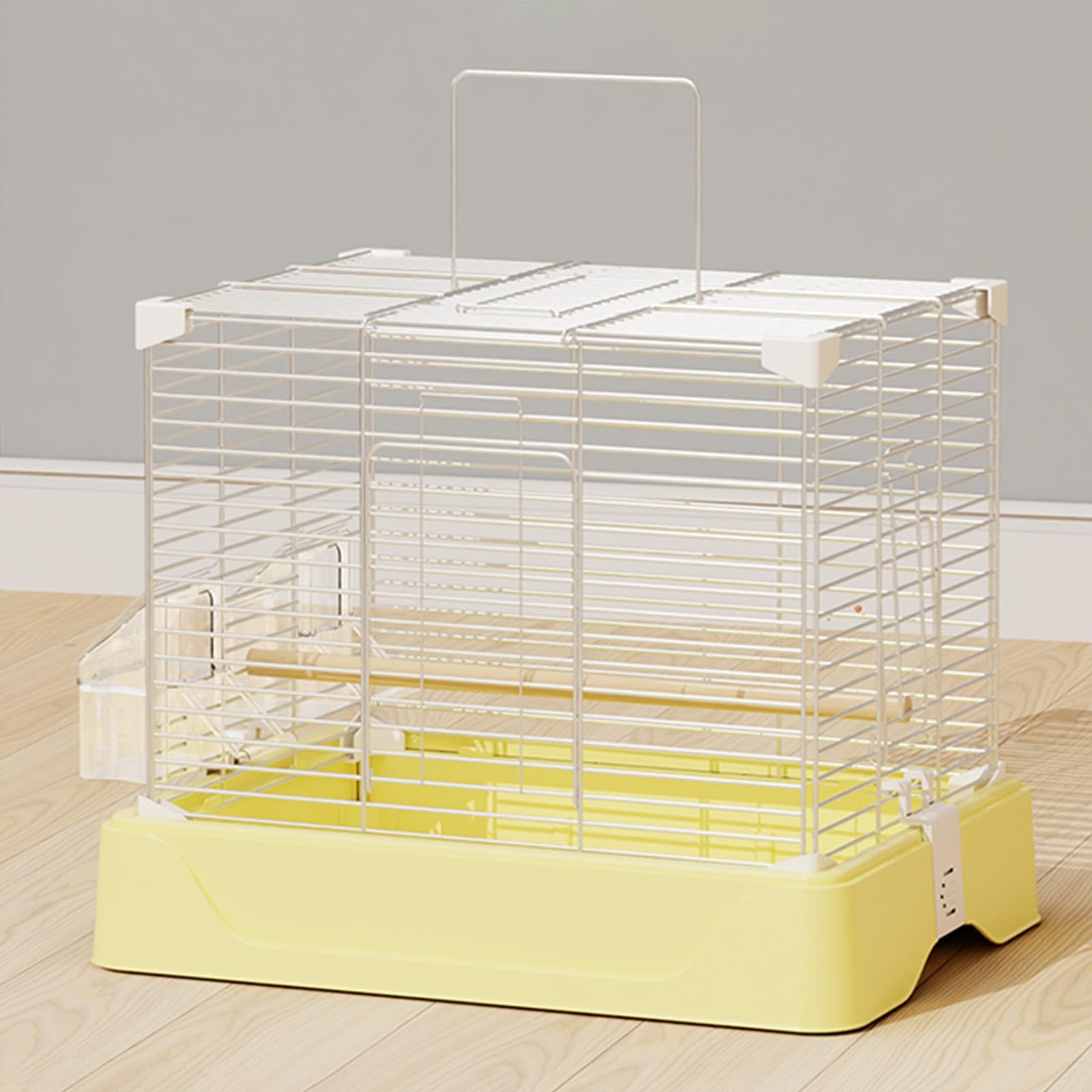 Jaula Canario, Jaula, con Caja de Comida, Resistente y Duradera, apilable for Usar, for pequeñas cacatúas Quaker, pinzones de mejillas Verdes(Yellow,16.5 * 12.5 * 11.8in)