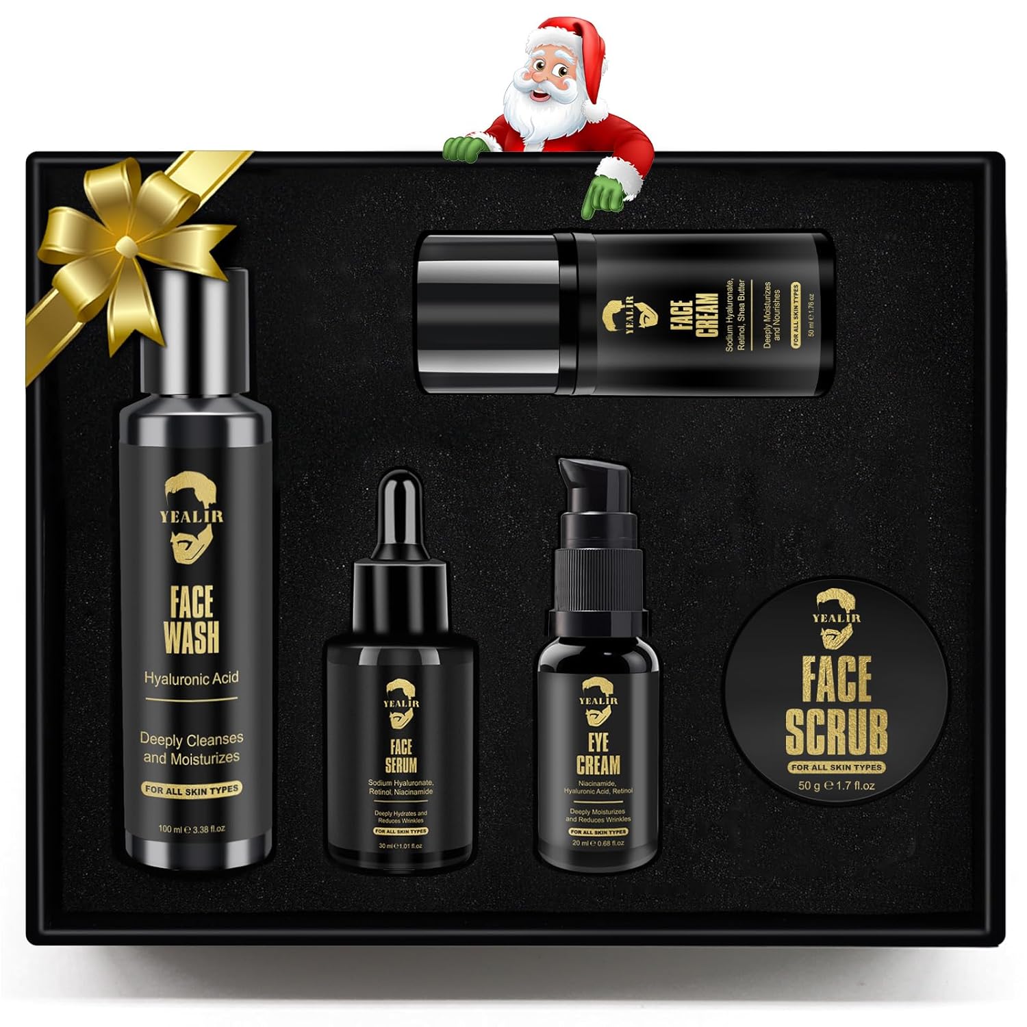 Gifts for Men, Mens Anti-Aging Skin Care Kit – Retinol & Hyaluronic Acid Facial Care Set for Wrinkle Reduction, Deep Hydration & Firming | All Skin Types | Daily Routine for Men